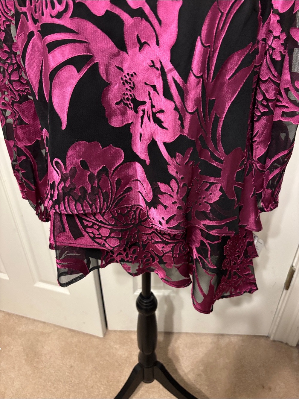 Alex Evenings Printed Tiered Asymmetrical Blouse - Picture 4 of 11